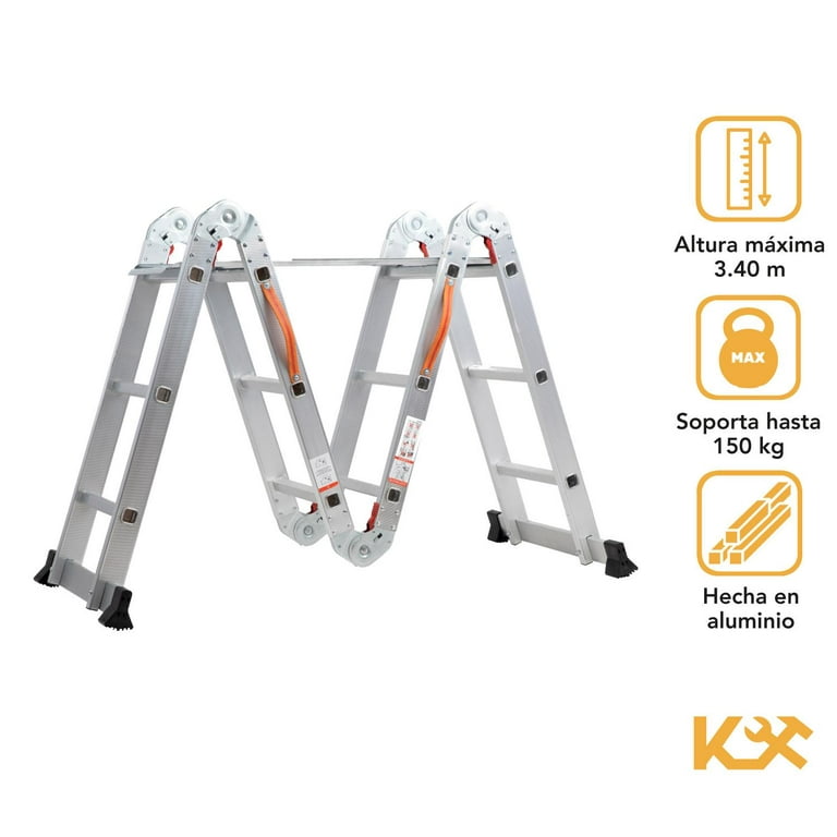 Escalera Multiposiciones De Aluminio 3.5 Metros 12 Peldaos Kingsman KMEM35