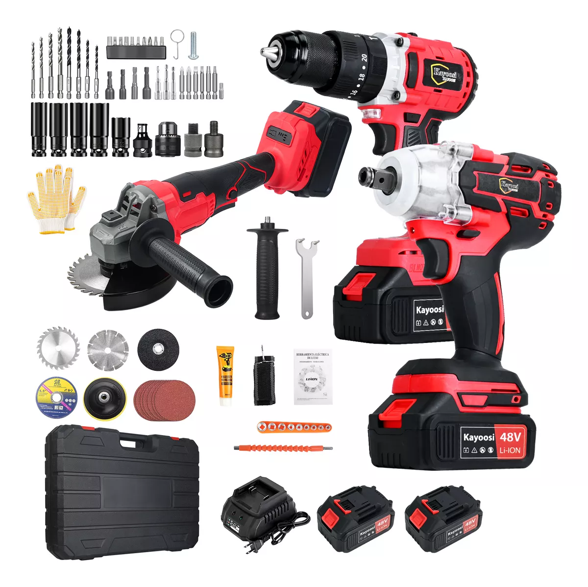 Taladros Inalambrico,esmeril Angular Y Llave Electrica 3pzs