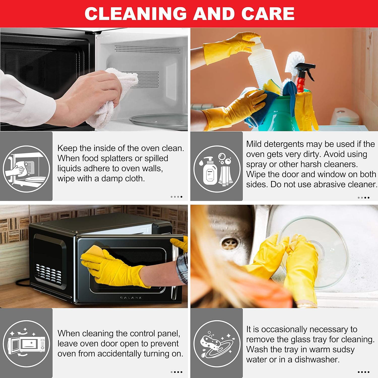 Horno de microondas retro para encimera con cocción automática y recalentamiento, descongelación, funciones de inicio rápido, fácil de limpiar con placa giratoria de vidrio,