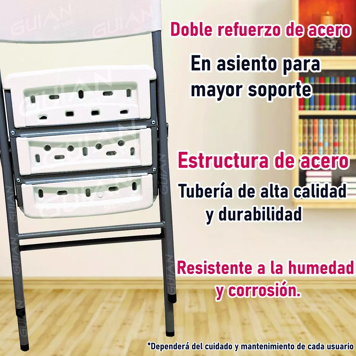 Juego De 4 Sillas Plegables De Plástico Reforzado Blanca