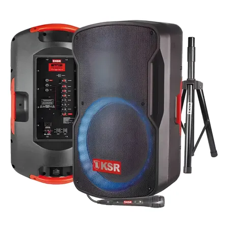 Bafle Bocina Recargable 15 Pulgadas Kaiser Tripie Microfono Negro