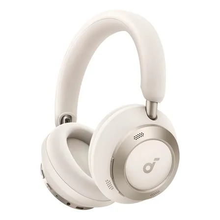 Audífonos Diadema Soundcore Space One Pro, Inalámbricos, Gamer, Cancelación Activa De Ruido, Sonido Hi-res, Diseño Súper Plegable, 40 Horas Con Anc Y 60 Horas Sin. Carga Rápida, Color Blanco Crema