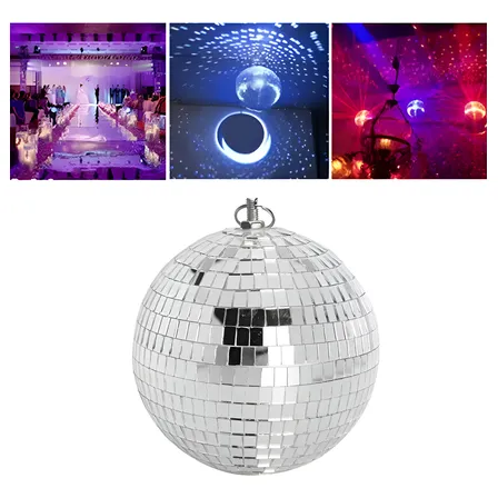Bola De Espejo De Luz De Discoteca Con Anillo Colgante 30cm Blanco