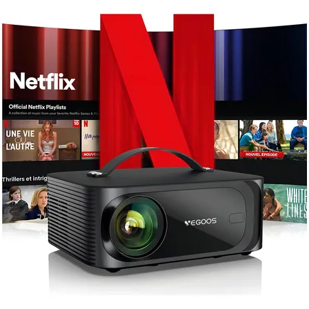 Vegoos [licenciado Por Netflix/audio Dolby] Proyector Inteligente Exterior 4k Con Wifi6 Y Bluetooth Proyector Portátil De 1000 Ansi Native 1080p Con Netflix/youtube/primevideo Con Autofocus Y Keystone