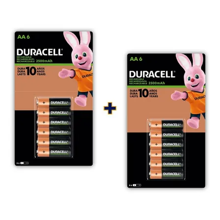 Duracell Pila Aa Recargable Pack 12 Baterías 2500mah 1.2v