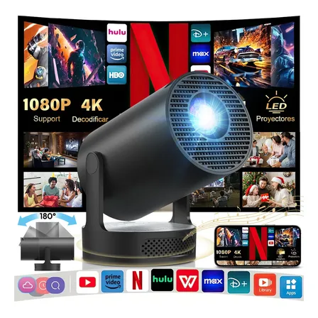 Proyector Portátil Led Mini Xgody Con Wifi Y Bluetooth, Corrección Keystone Automática 4k Full Hd 16000lm 300ansi , Con Altavoces Hifi Integrados, Proyector Giratorio De 180° Para Exteriores, Cine En