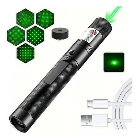 Puntero Láser Verde Proyector Carga Usb Recargable 5000mw Apuntadores Laser Verde