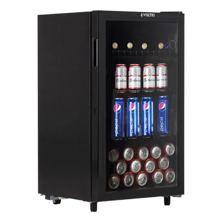 Refrigerador Frigobar Para Bebidas Con Capacidad De 85 Litros (115 Latas) - Enfriador Con Luz Led Y Regulador De Temperatura - Estantes De Metal Ultra Resistentes Potencia Nominal 55w Voltaje 127v.