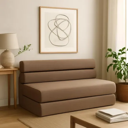 Sofa Cama Queen Size Cozy Plegable | Memory Foam Home Color Marrón Claro