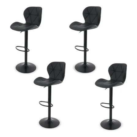 Bancos De Bar Y Barra Cocina Ajustable Diseño Elegante 4pz Acabado De La Estructura Mate Color Negro