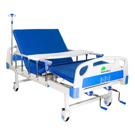 Cama Hospitalaria Manual Porta Suero 4 Ganchos Mesa Color Blanco Colchón Impermeable Mesa Ajustable Barandales Abatibles Cabecera Y Piecera Desmontables Ruedas Con Freno