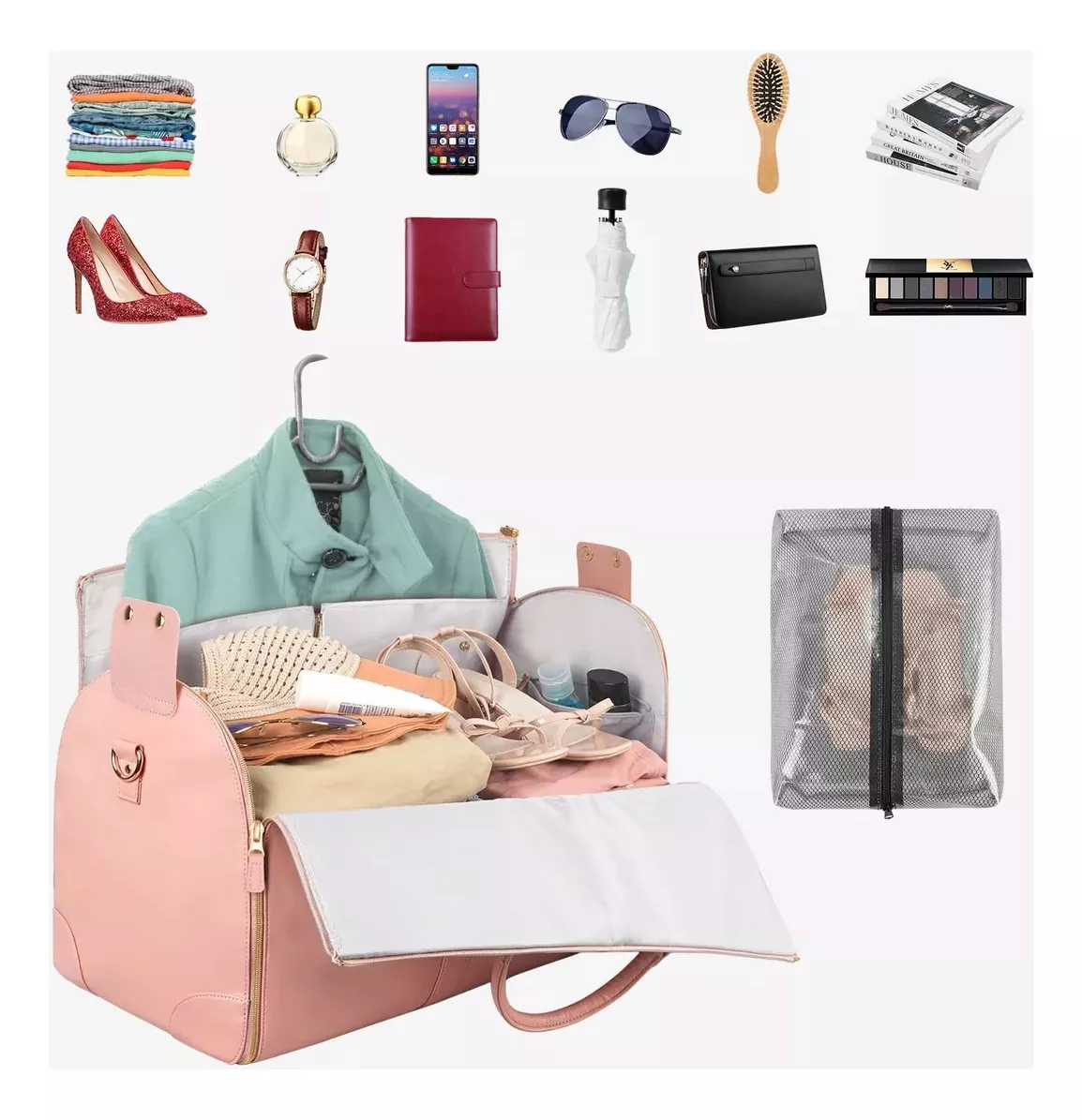 Maleta Portatrajes Ligera 2 En 1 Para Viajes Y Gym, Mochila