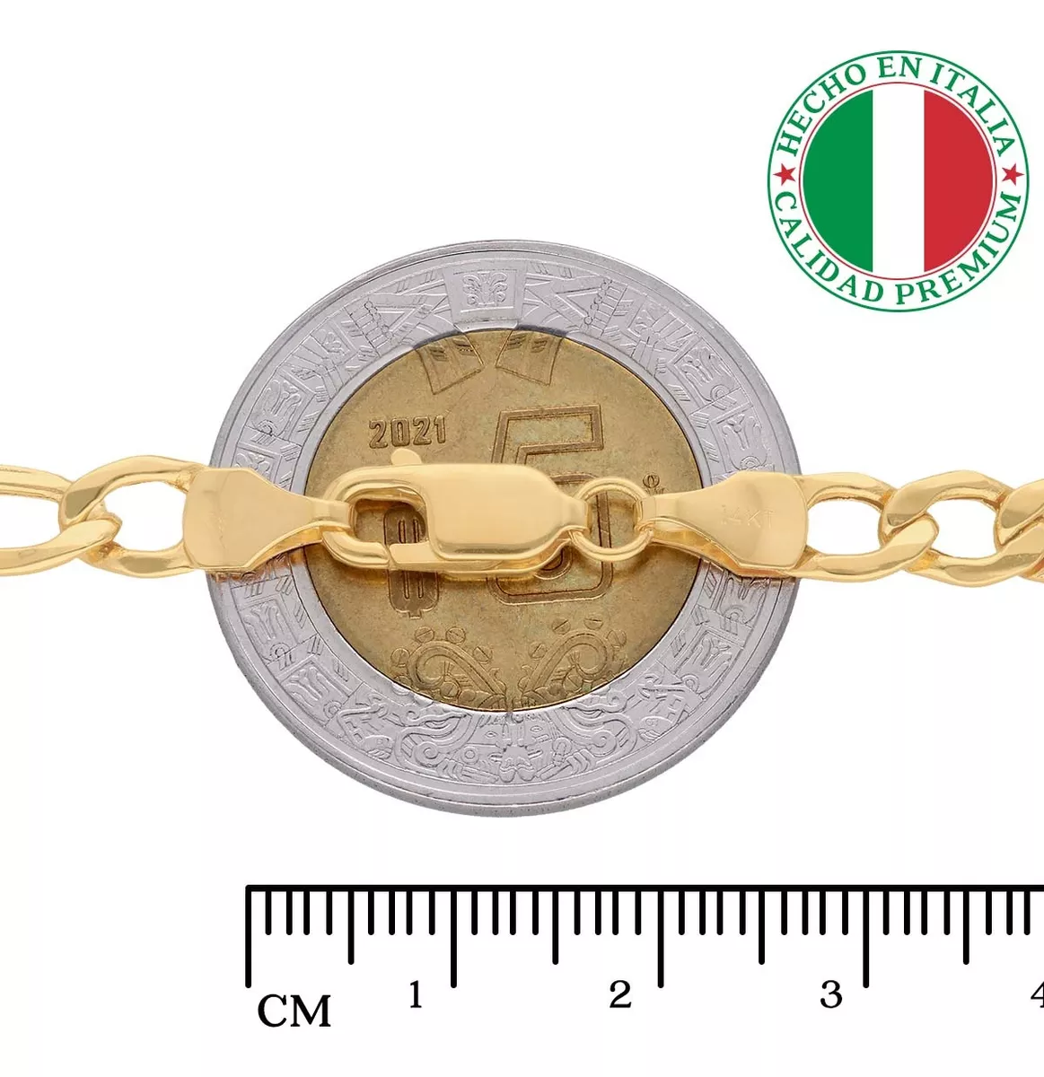 Pulsera Pulso Esclava Oro 14k Kilates Figaro 5.8mm 18cm