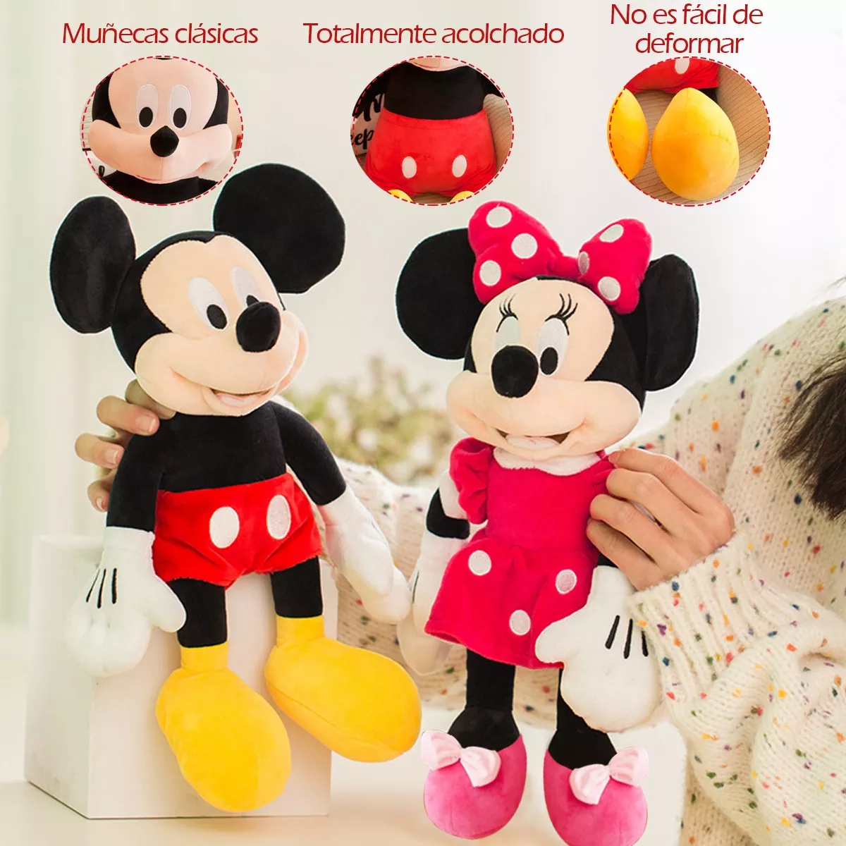 Peluche Mickey Mouse Minnie Mouse Rosa Y Brutus 3 Piezas