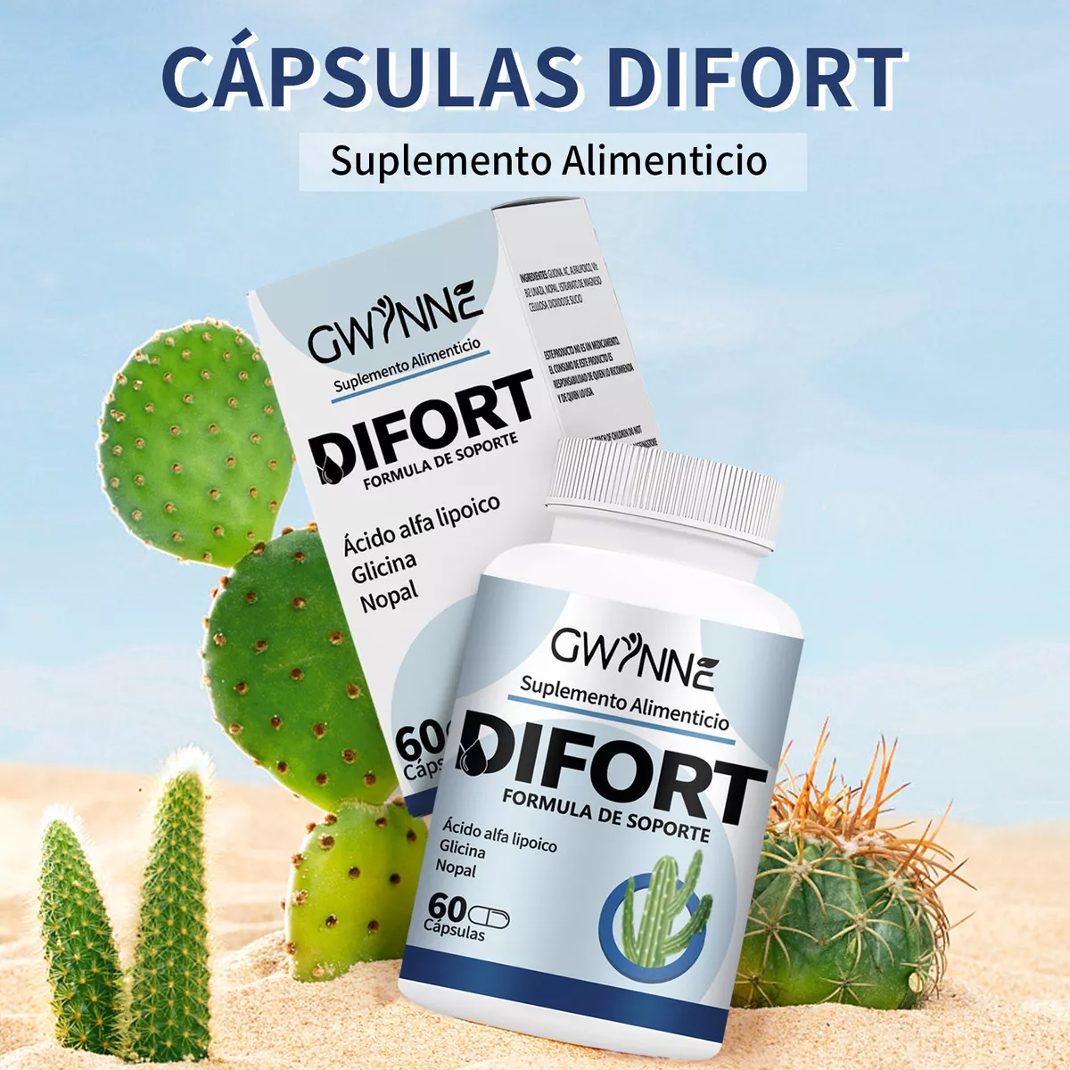 Gwynne Difort, Calmante, Reduce El Azúcar En La Sangre,life Extension 60 Cápsulas 2pcs