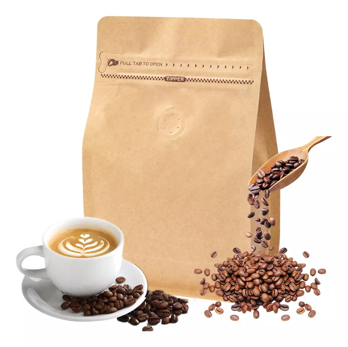 50 Bolsas De Café De 250gr Válvula Y Cierre Zipper