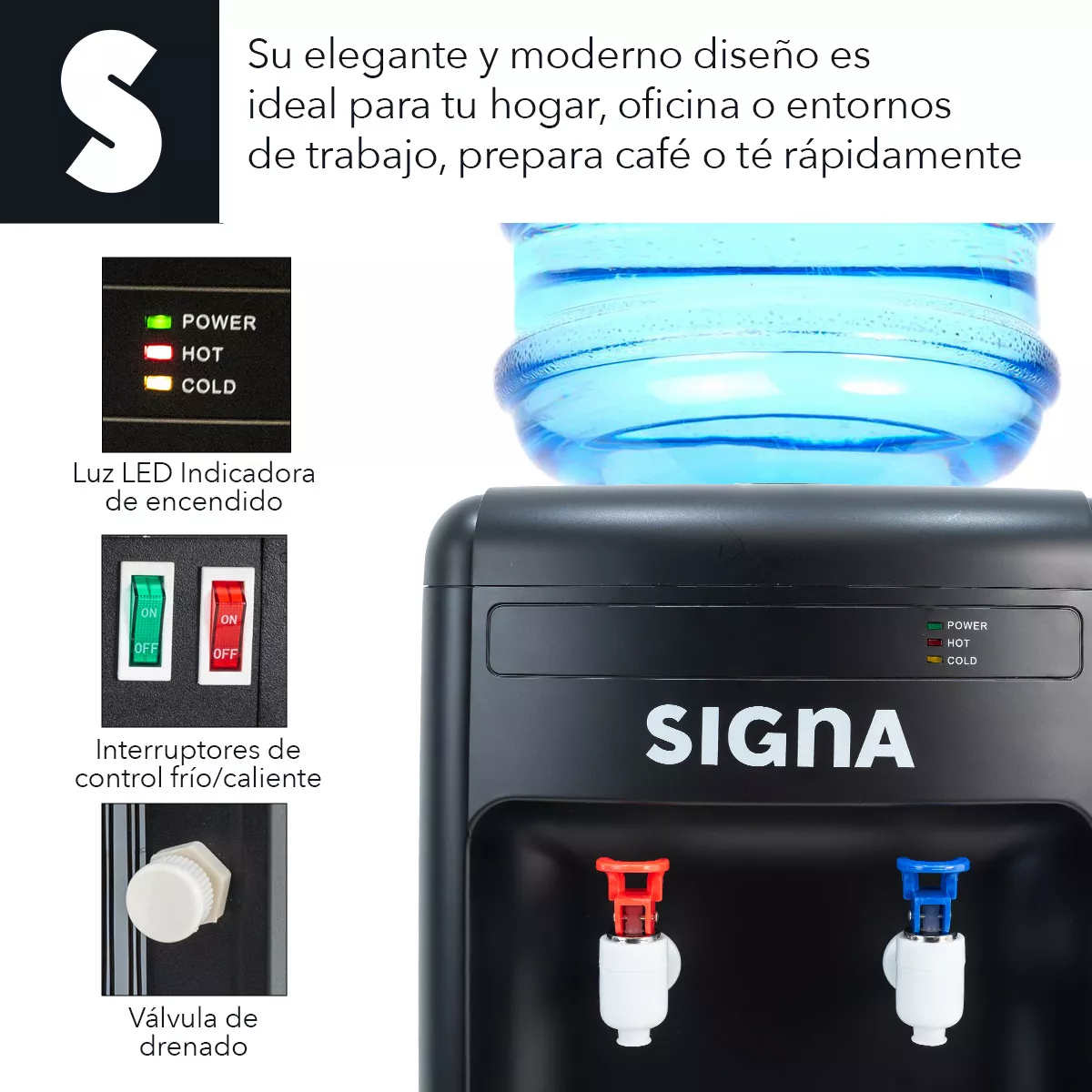 Dispensador De Agua Fría Caliente Eléctrico Garrafón 20lt