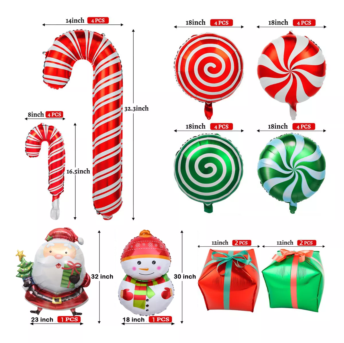 Kit Globos De Navidad Decoración De Fiesta Grandes Bastón