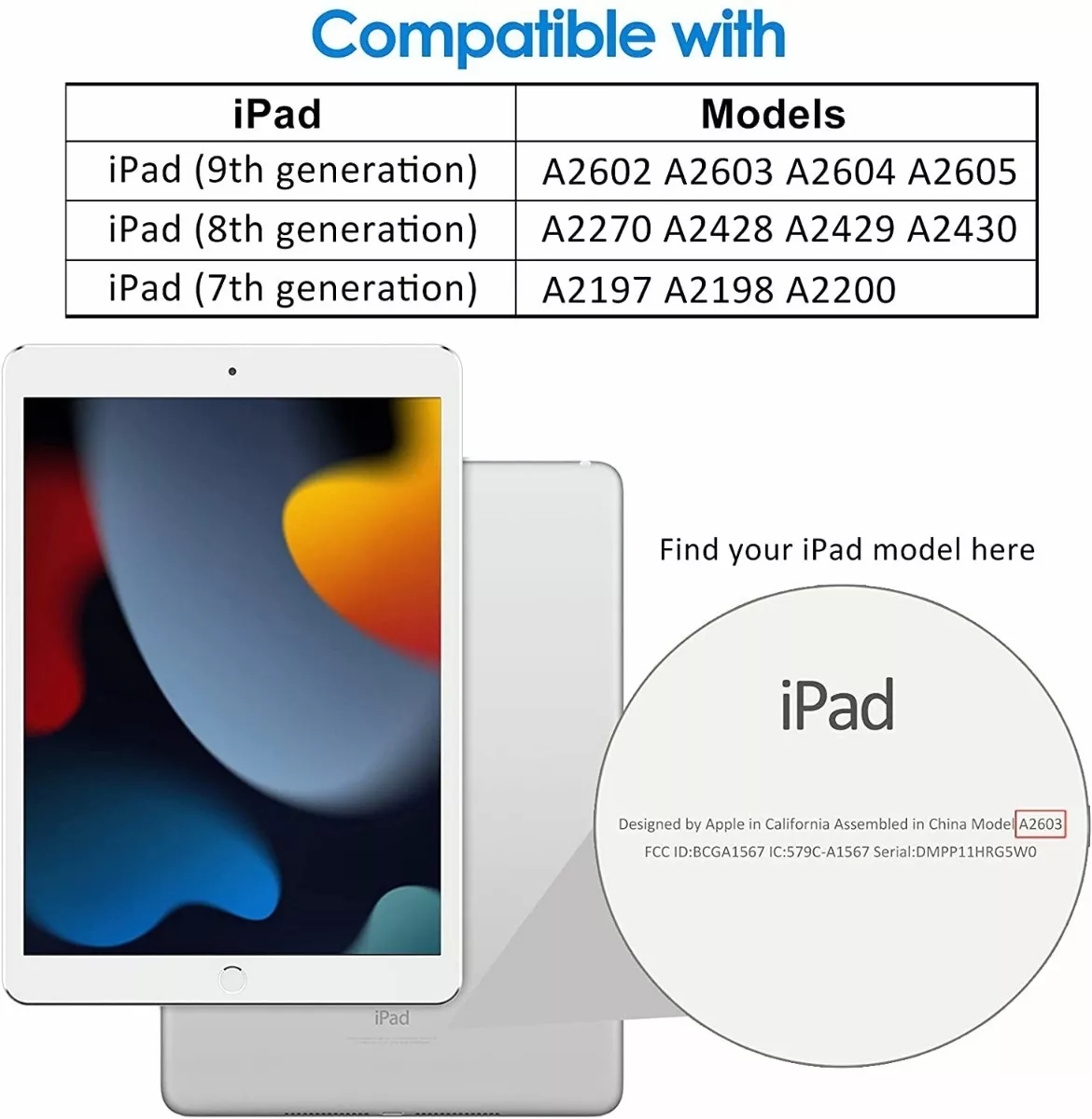 Funda Para iPad 9ª 8ª 7ª Generación-iPad 10.2 Pulgadas Negro