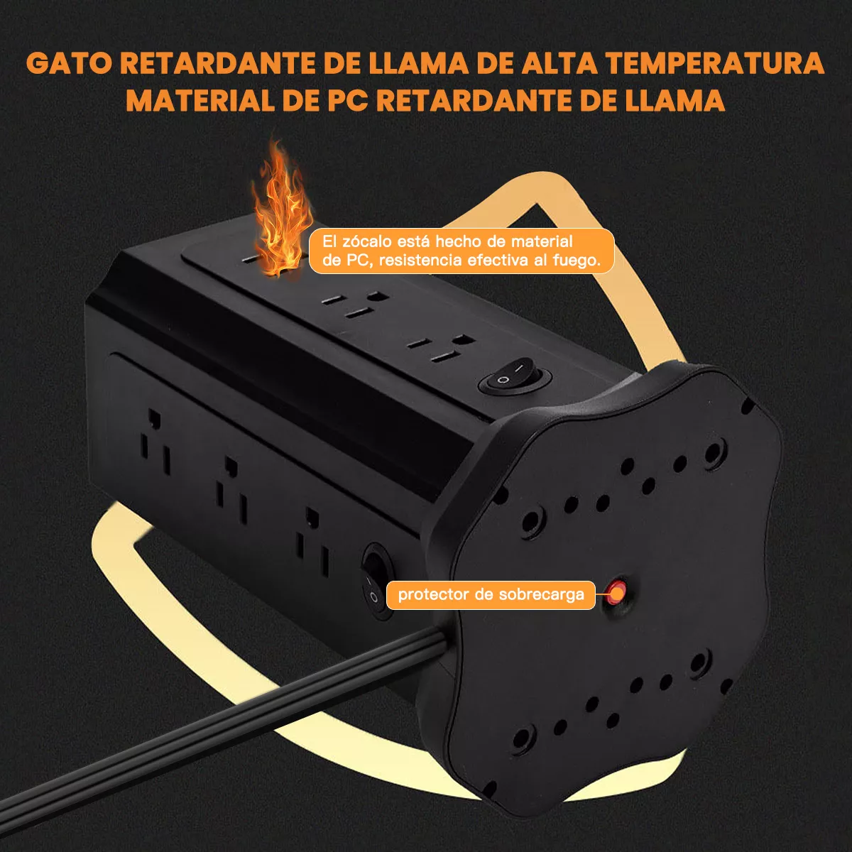 Enchufe Multicontacto Protección Contra Sobrecarga 17 Hoyos Negro