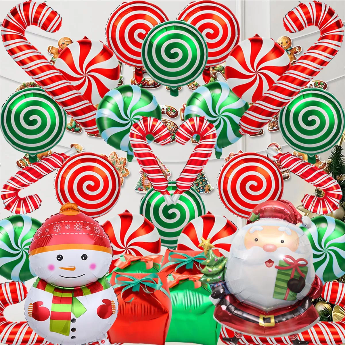 Kit Globos De Navidad Decoración De Fiesta Grandes Bastón