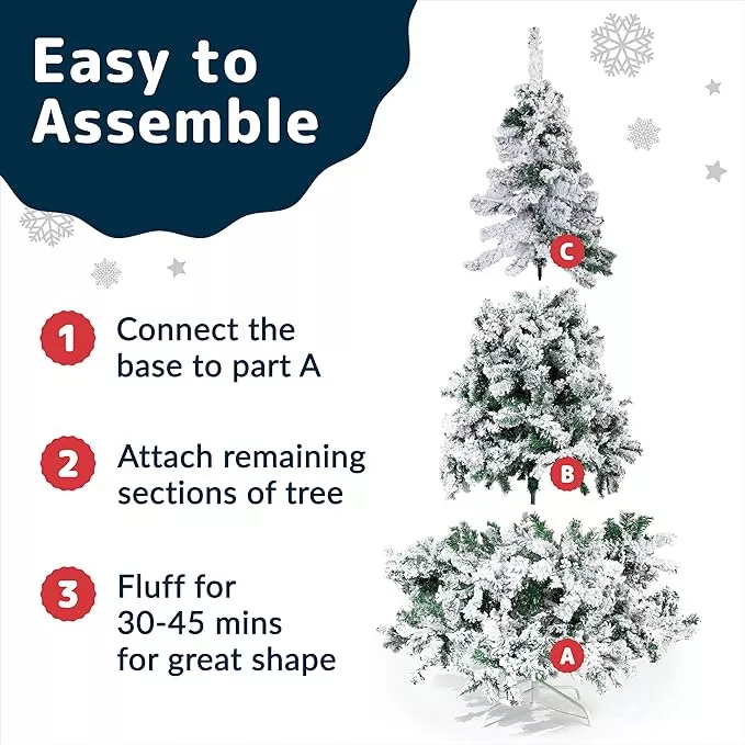Arbol De Navidad De Nieve Artificial Blanca Flocada De 2.1 M