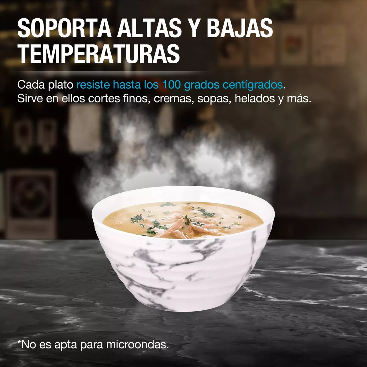Vajilla de Melamina Moderna para 4 Personas (12 Pz): Plato Hondo, Ensaladera y Plato Trinche. Resistente a Caídas y Altas Temperaturas, Apta para Lavavajillas, No Microondas.