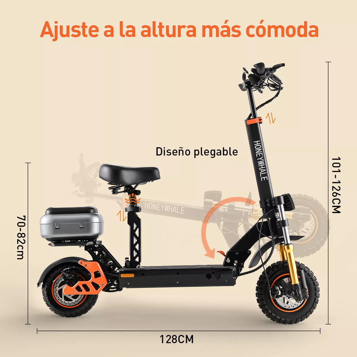 Scooter Eléctrico H3 Honey Whale C/asiento 1000w 55km/h
