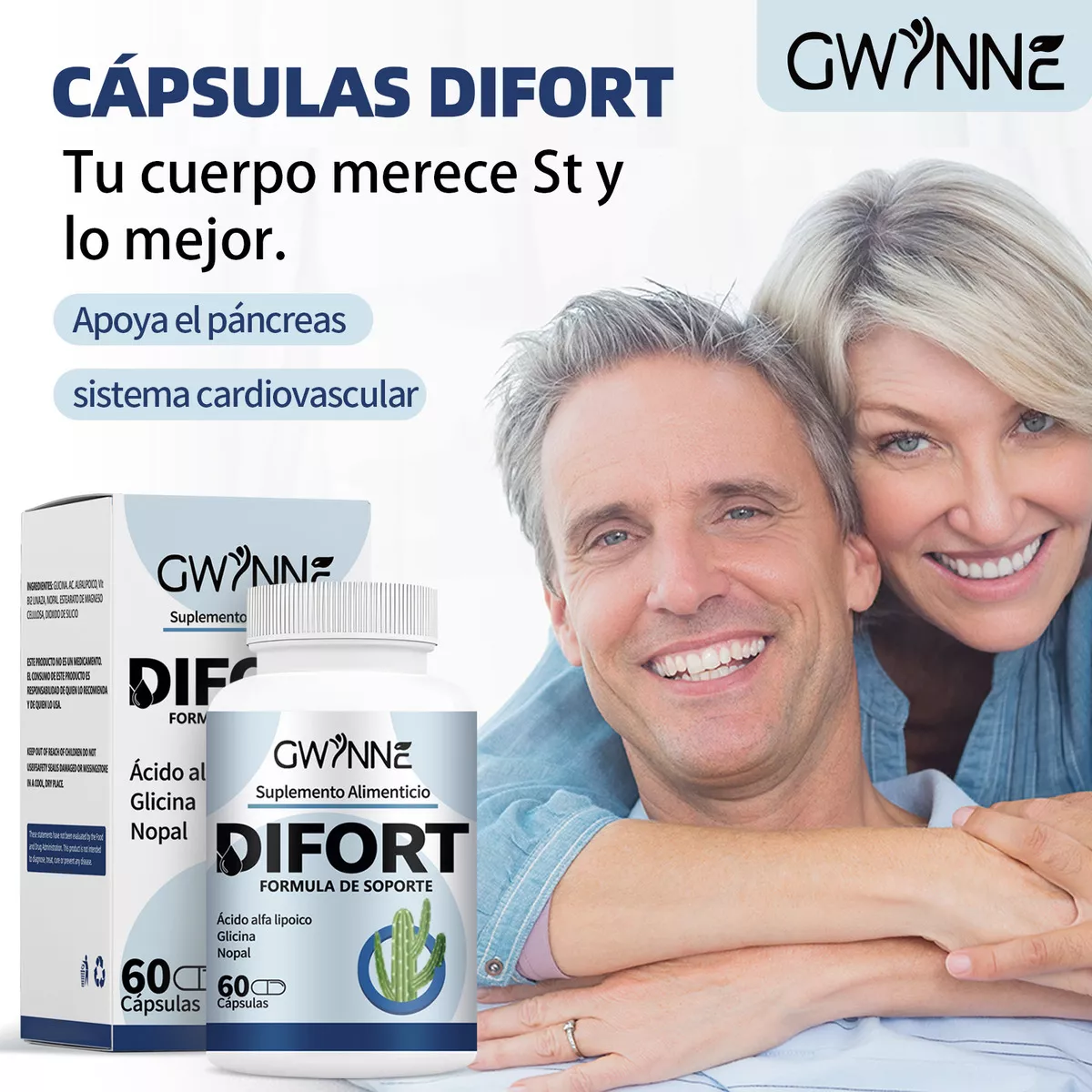 Gwynne Difort, Calmante, Reduce El Azúcar En La Sangre,life Extension 60 Cápsulas 2pcs