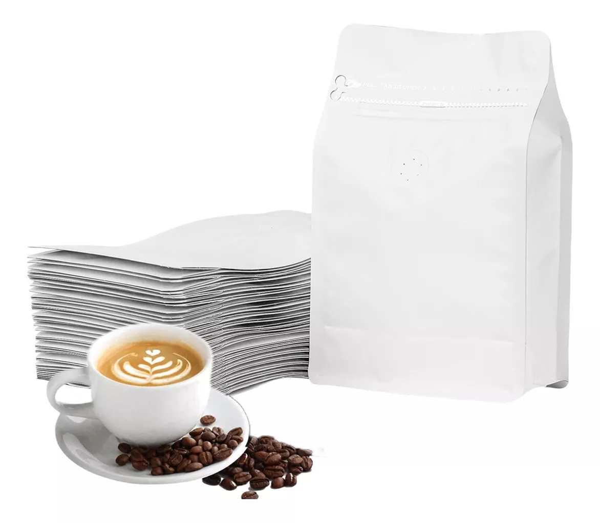 50 Bolsas De Café De 250gr Válvula Y Cierre Zipper