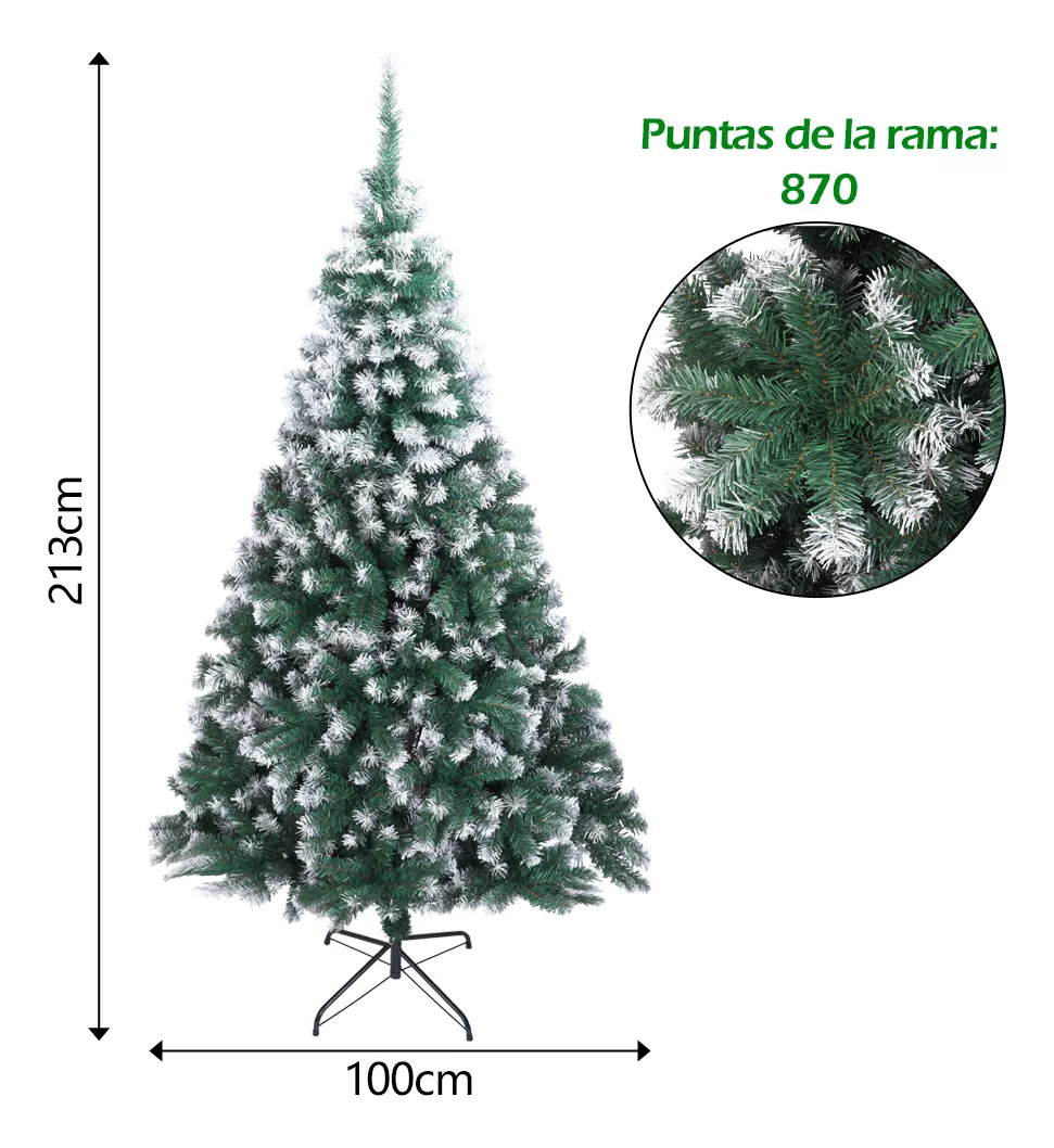 Artificial Árboles De Navidad Nieve 870 Ramas 2.1m Hogar