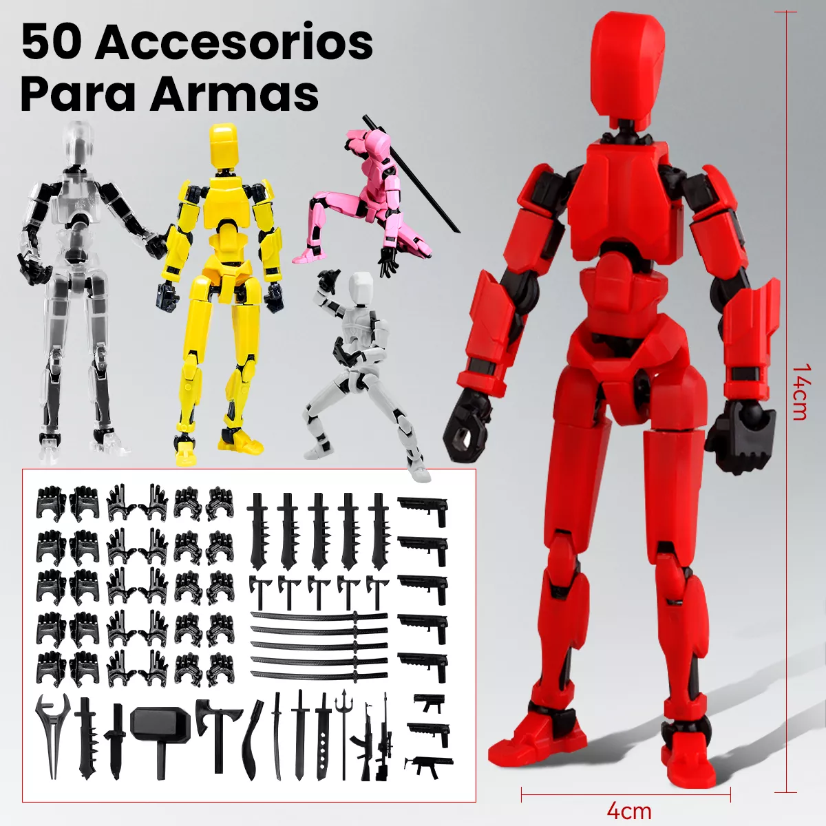 5 Piezas Robot Móvil Multiarticulado Impreso En 3d Juguetes