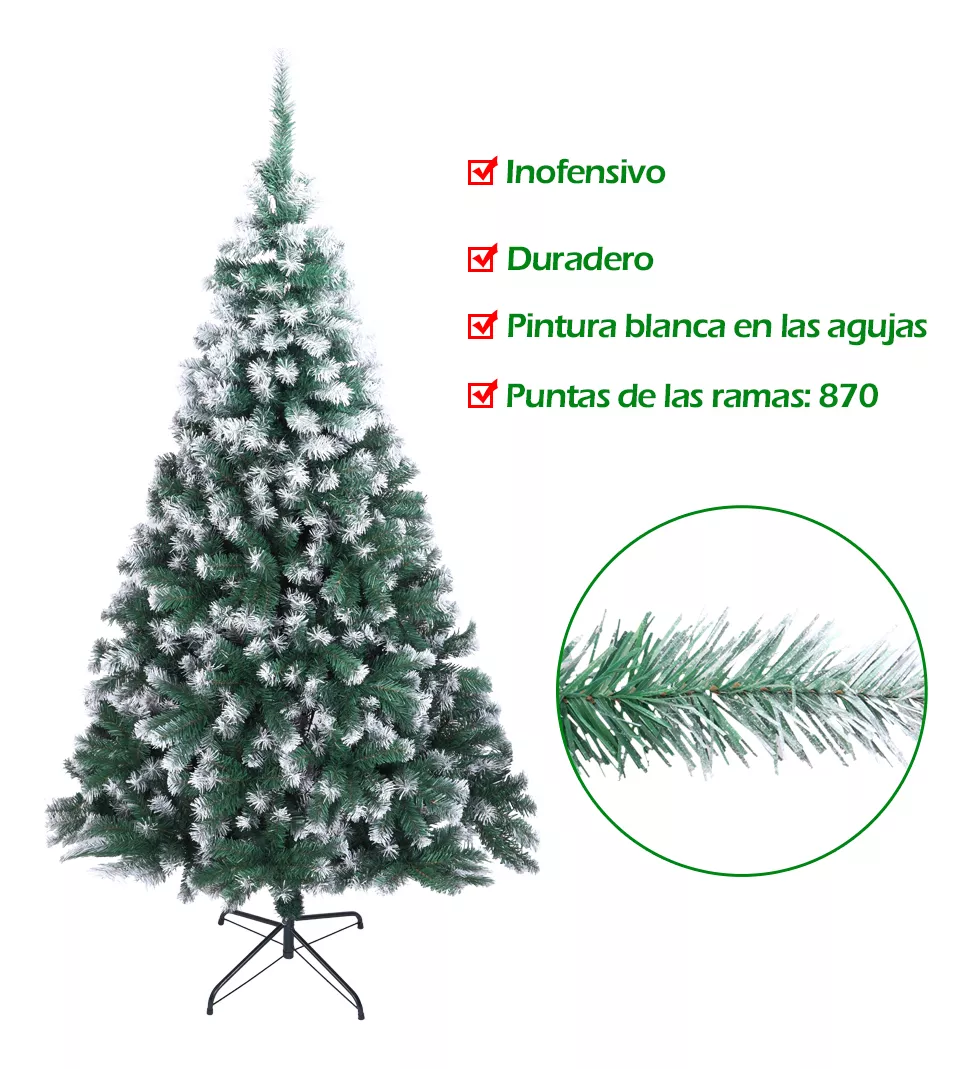 Artificial Árboles De Navidad Nieve 870 Ramas 2.1m Hogar
