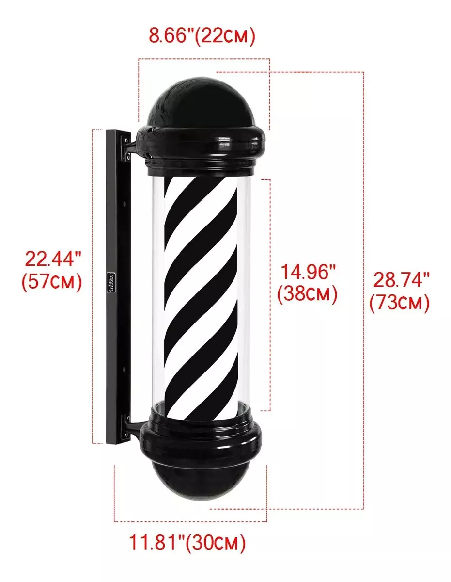 Poste Bombilla Barbería Caramelo Giratorio 65cm Peluquería