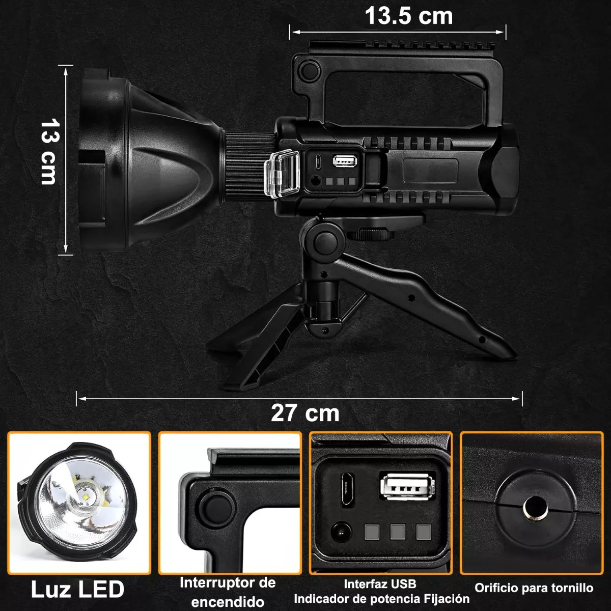 Lámpara 30, 000 Lumens Cacería Godzilla Light Super Ak47 Usb