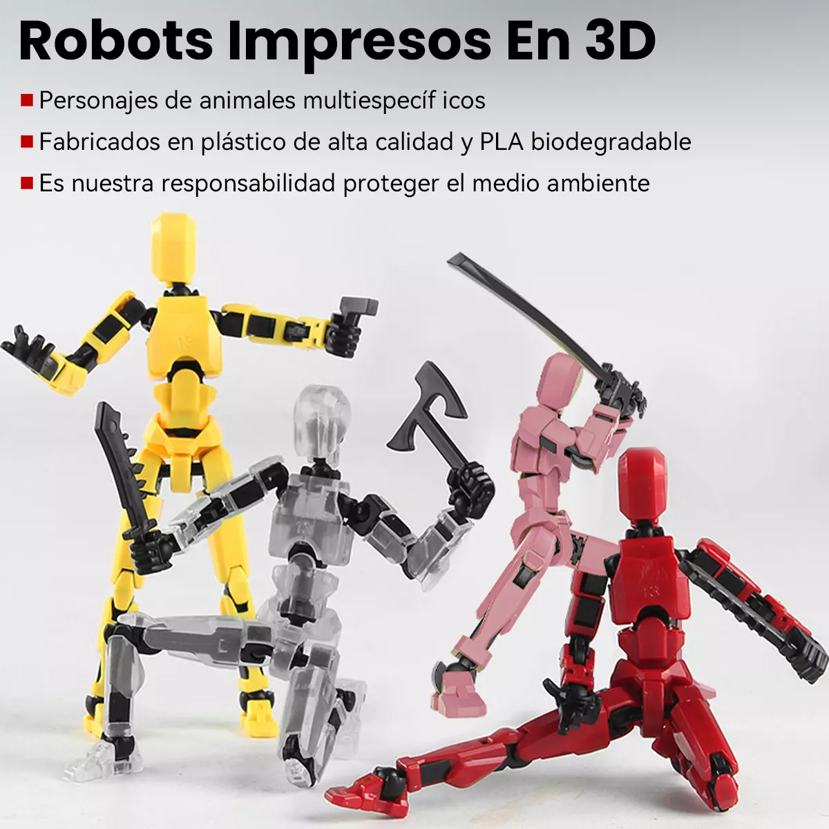 5 Piezas Robot Móvil Multiarticulado Impreso En 3d Juguetes