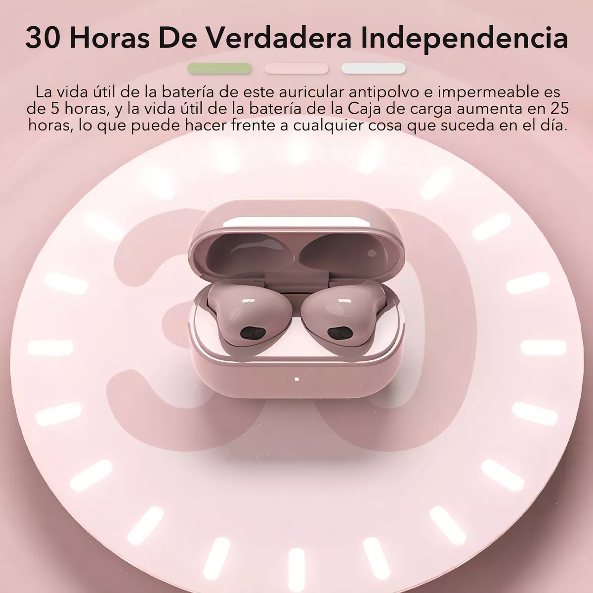 Auricular in-ear gamer inalámbrico Fitpolo Bluepods Mini 1 rosa con luz LED