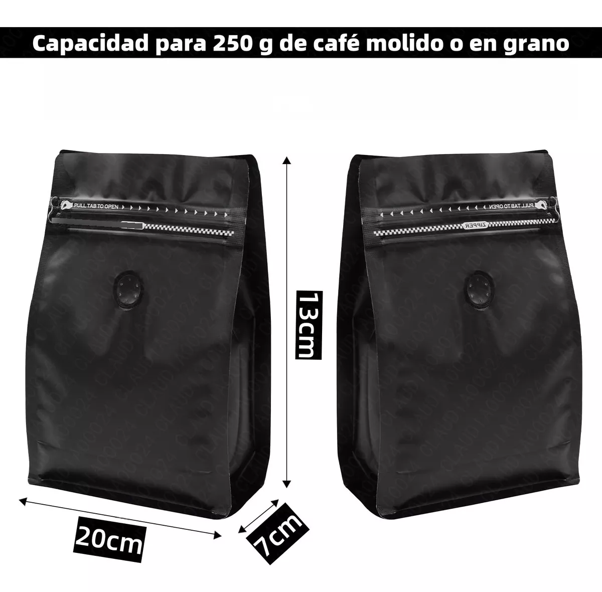 50 Bolsas De Café De 250gr Válvula Y Cierre Zipper