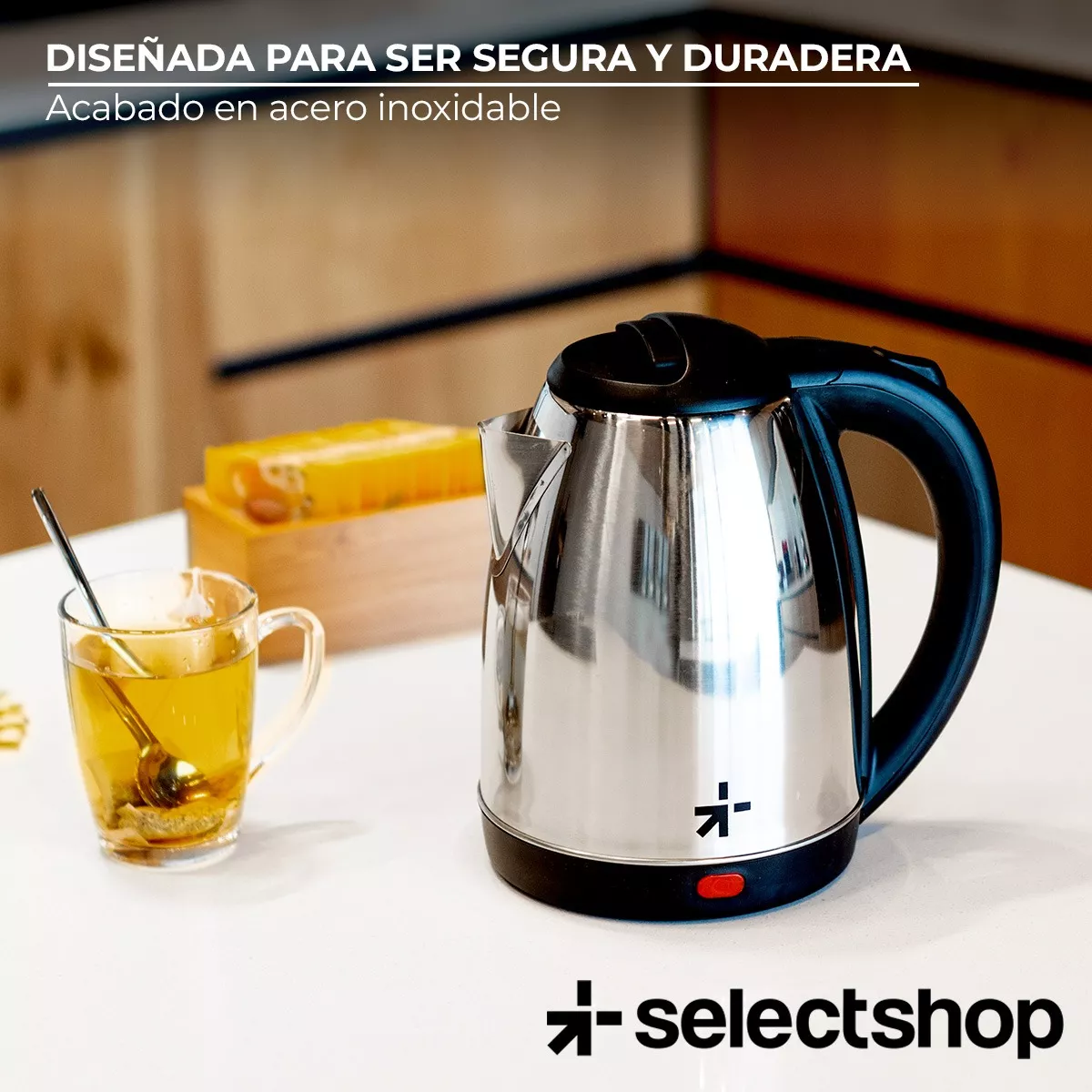 Cafetera Tetera Eléctrica Jarra Metálica Hervido Agua 1.8l
