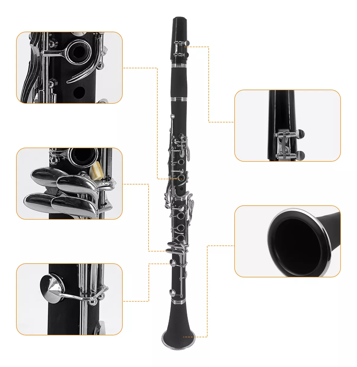 Clarinete Binocular Clarinet Abs Bb Con Limpieza De 10 Lengü