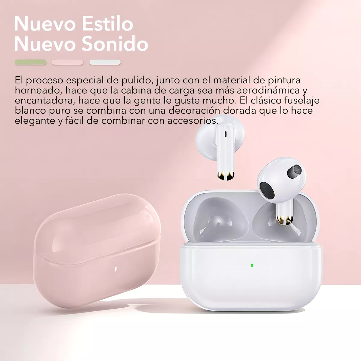 Auricular in-ear gamer inalámbrico Fitpolo Bluepods Mini 1 rosa con luz LED