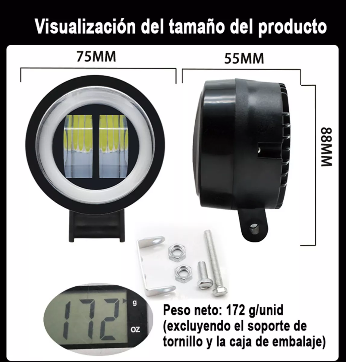 Par Faros Ojos De Ángel 4'' Faro Niebla Luz Blanca Auto Moto