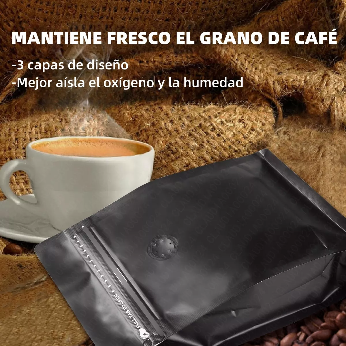 50 Bolsas De Café De 250gr Válvula Y Cierre Zipper