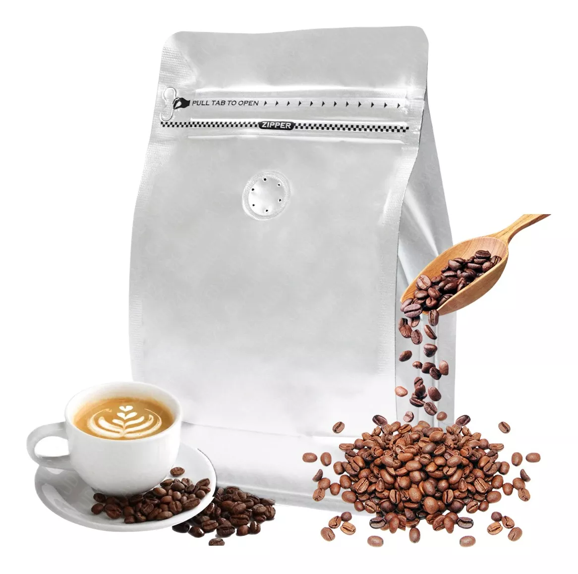 50 Bolsas De Café De 250gr Válvula Y Cierre Zipper