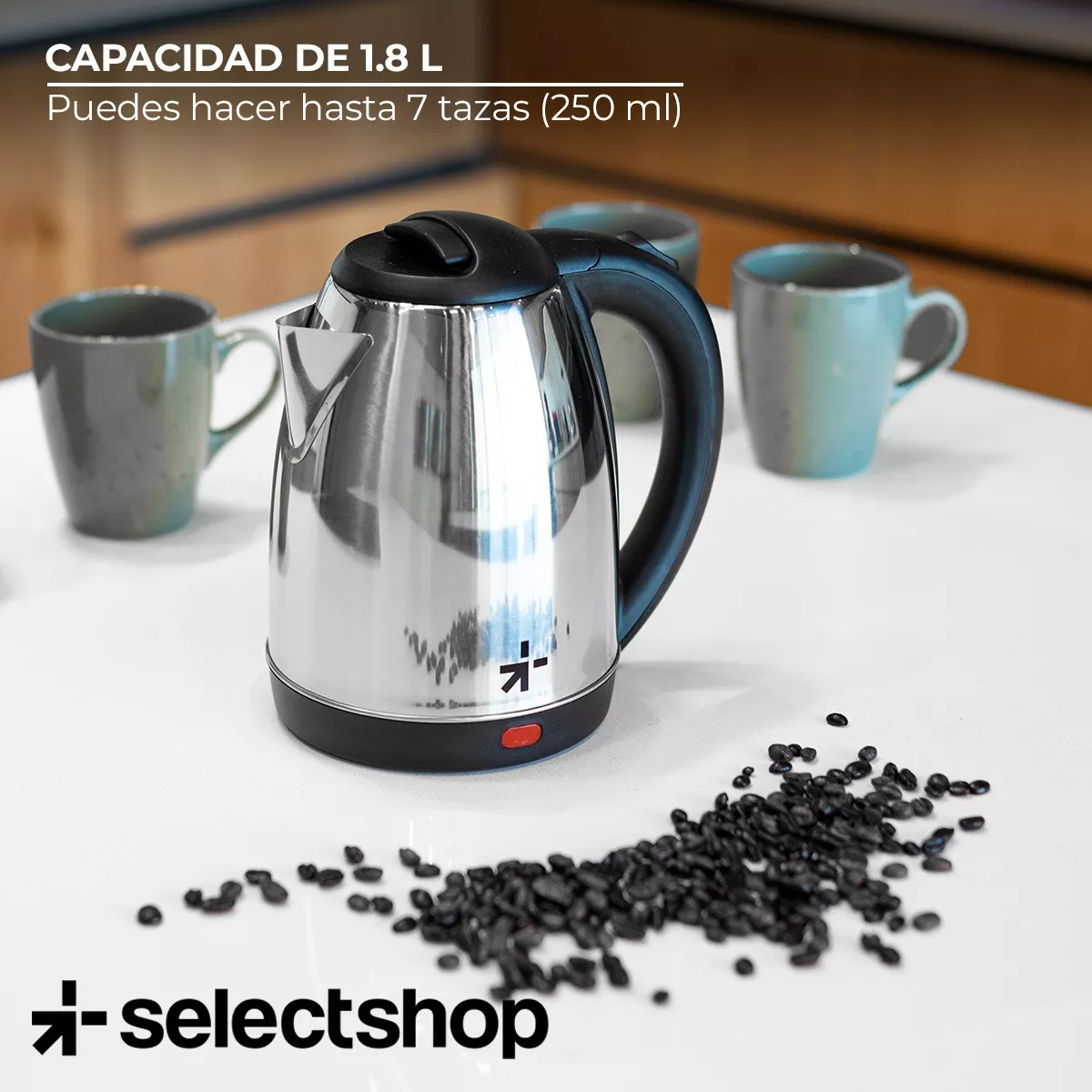 Cafetera Tetera Eléctrica Jarra Metálica Hervido Agua 1.8l
