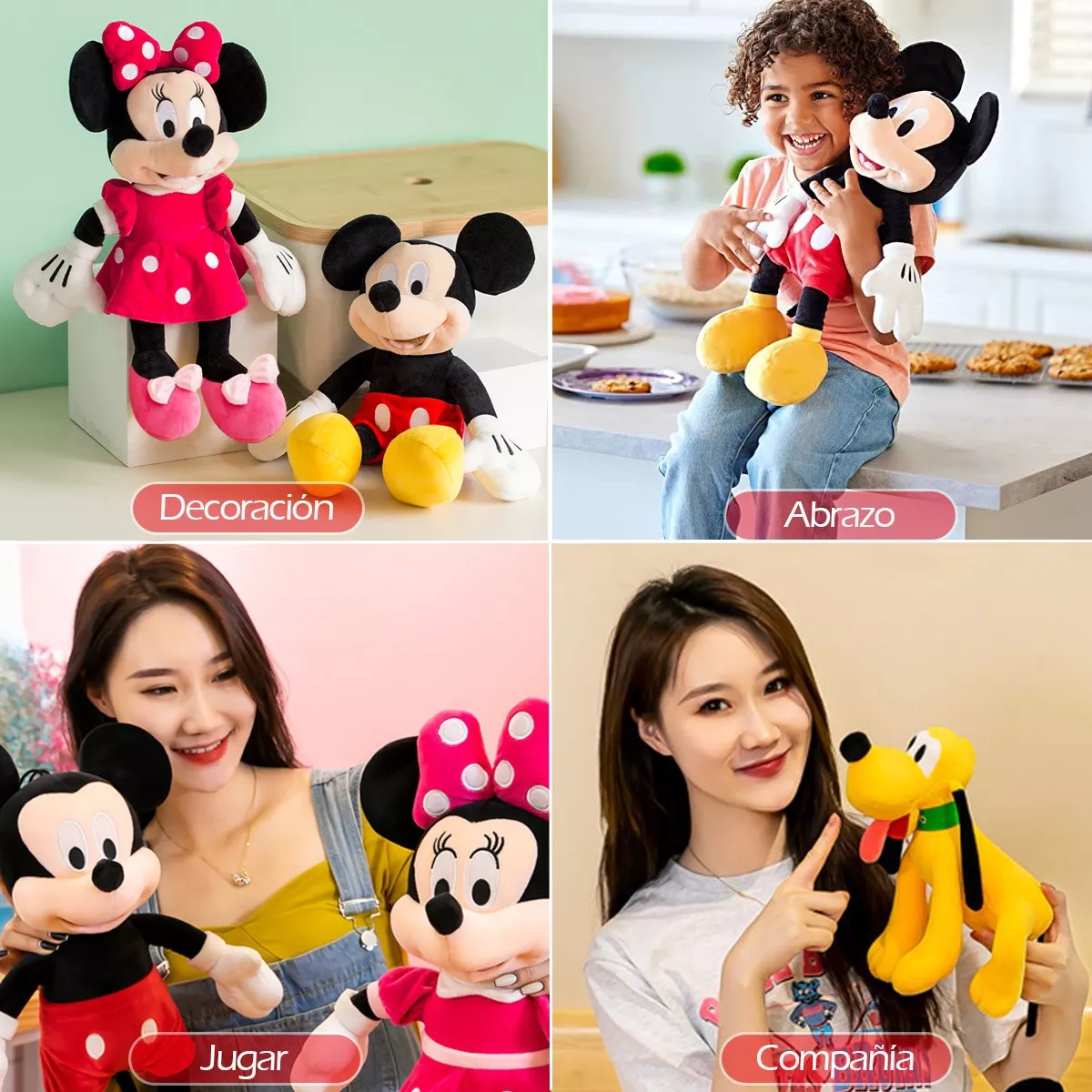 Peluche Mickey Mouse Minnie Mouse Rosa Y Brutus 3 Piezas