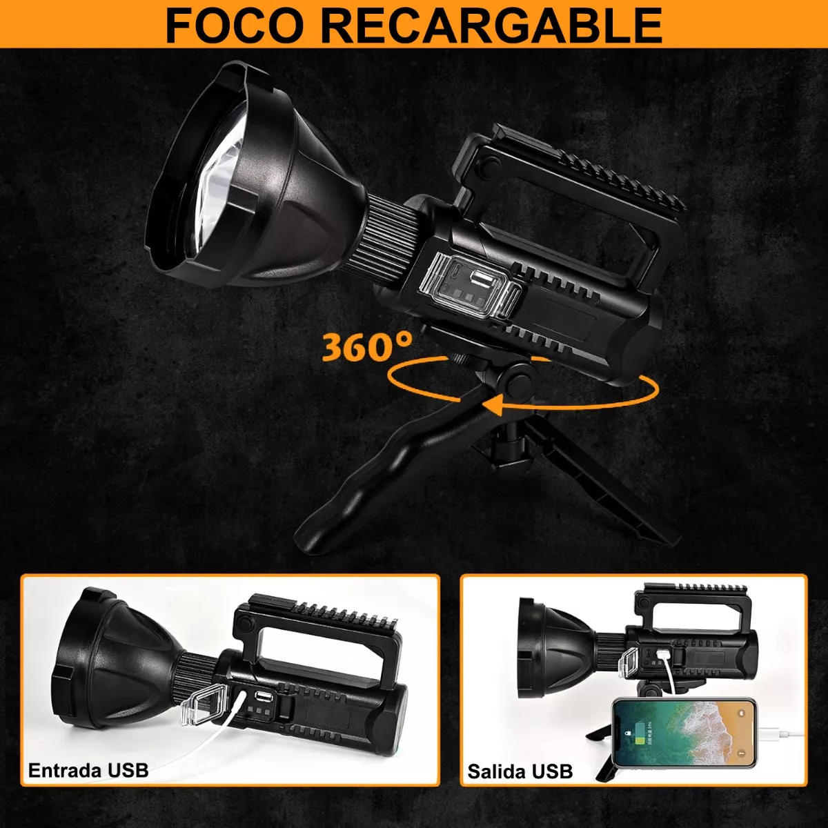 Lámpara 30, 000 Lumens Cacería Godzilla Light Super Ak47 Usb