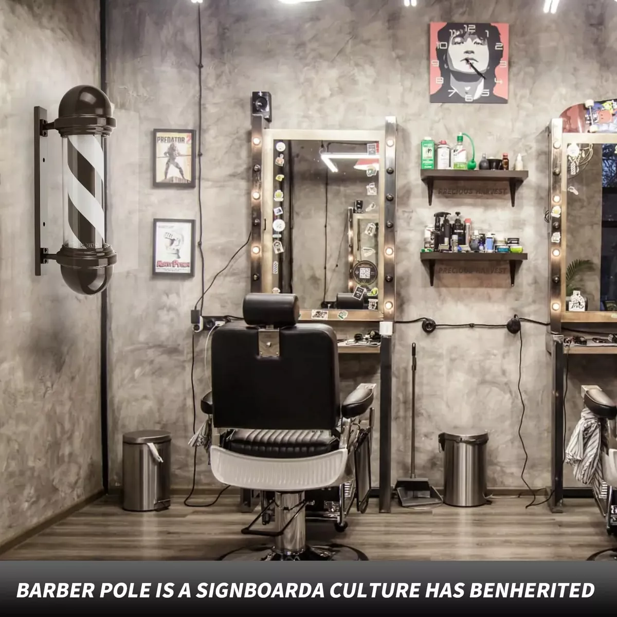 Poste Bombilla Barbería Caramelo Giratorio 65cm Peluquería