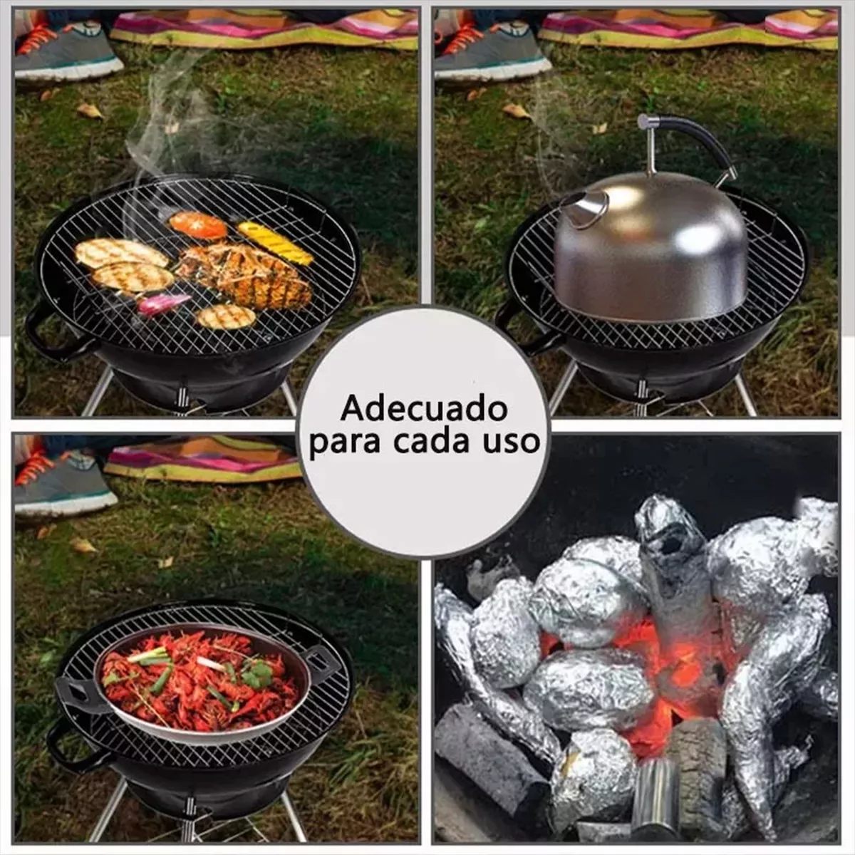 Parrilla De Barbacoa De Acero Inoxidable Redonda 70cm Movibl