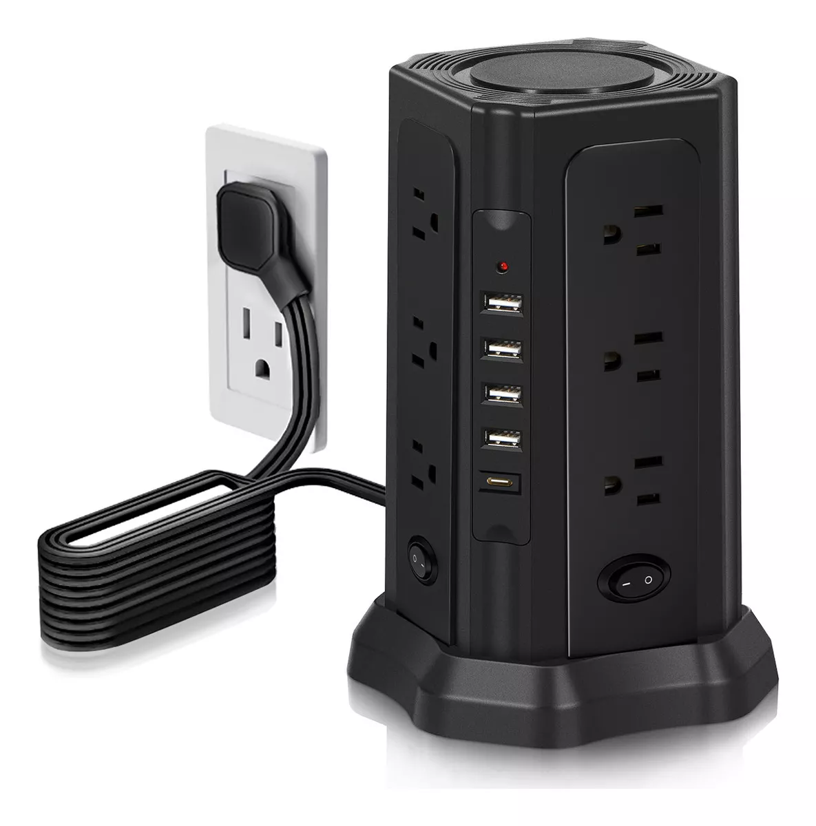 Enchufe Multicontacto Protección Contra Sobrecarga 17 Hoyos Negro